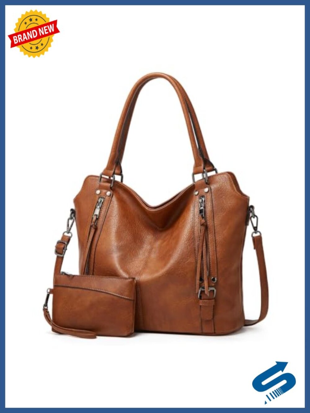 Large Hobo Shoulder Bag for Women Fits 15.6 Laptop Vegan Leather Tote